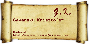 Gavansky Krisztofer névjegykártya